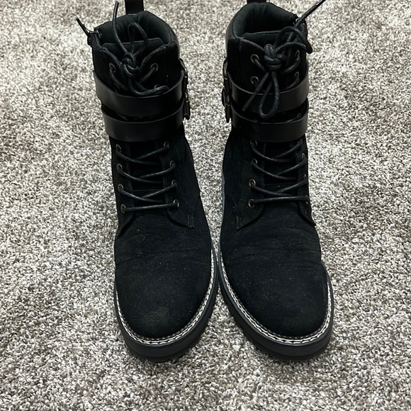 Black Lace Up Boots - Picture 1 of 4